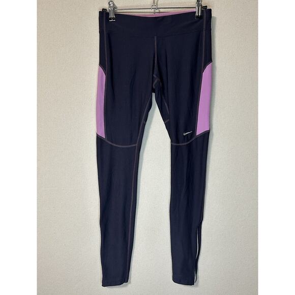 NIKE RUNNING DRI-FIT CROPPED LEGGINGS GRAY & PURPLE SIZE X small XS - Picture 1 of 16
